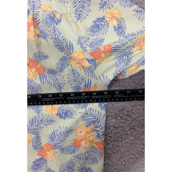 Large (L) Hawaiian Tropical Flowers Print Shirt Silk Cotton Blend Button-down - Picture 9 of 12